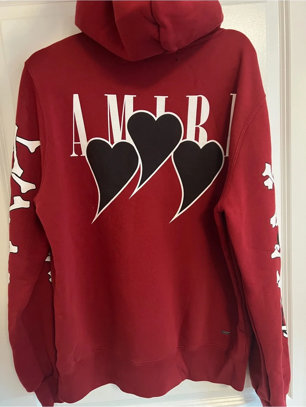 AMIRI Red Graphic Crewneck Sweatshirt with Sleeve Hearts